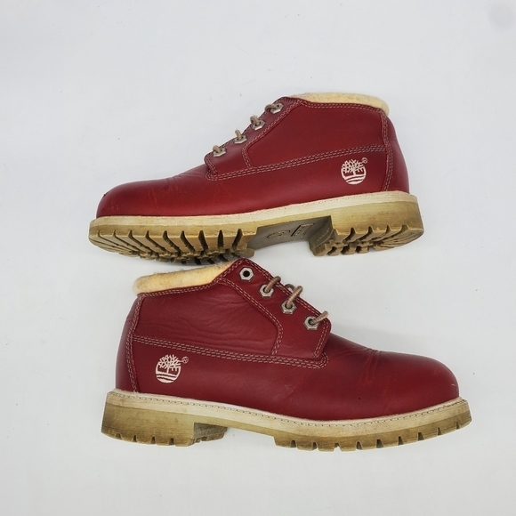VINTAGE TIMBERLAND NELLIE WATERPROOF BOOTS CITY RED JUNIORS SIZE 5 M SHOES - Picture 9 of 12